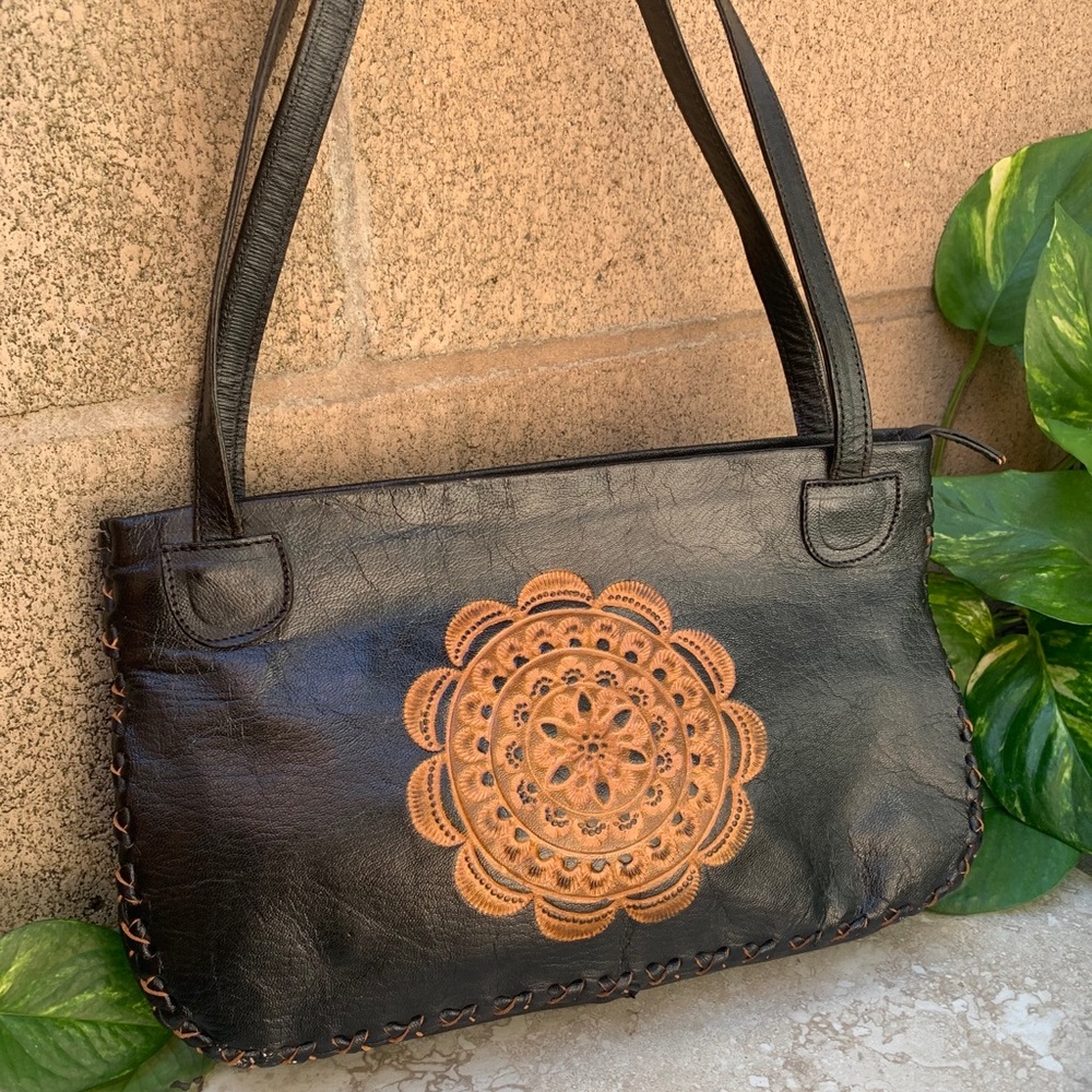 Leather Embossed Mandala Purse